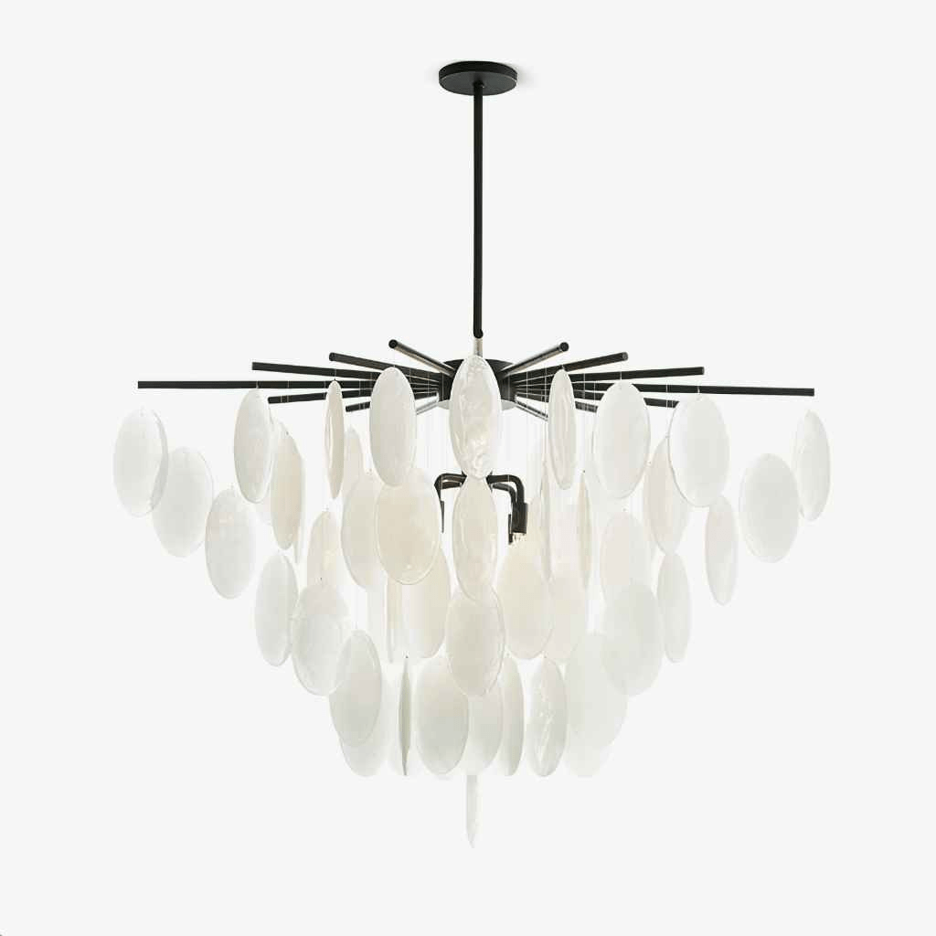 Cascading Selenite Disc Chandelier - Elegant Design & Soft Ambient Lig
