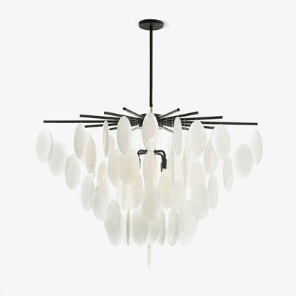 Cascading Selenite Disc Chandelier - Elegant Design & Soft Ambient Lig
