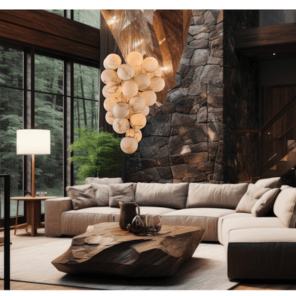 Elegant Alabaster Globe Chandelier with Adjustable Height & Soft Light