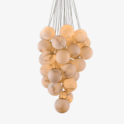 Elegant Alabaster Globe Chandelier with Adjustable Height & Soft Light