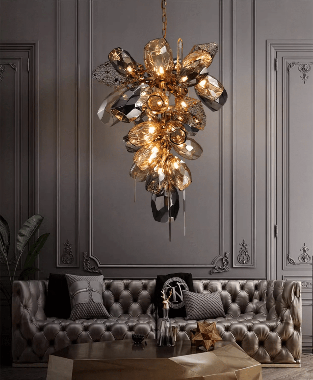 Elegant Modern Art Glass Crystal Chandelier with Adjustable Height and