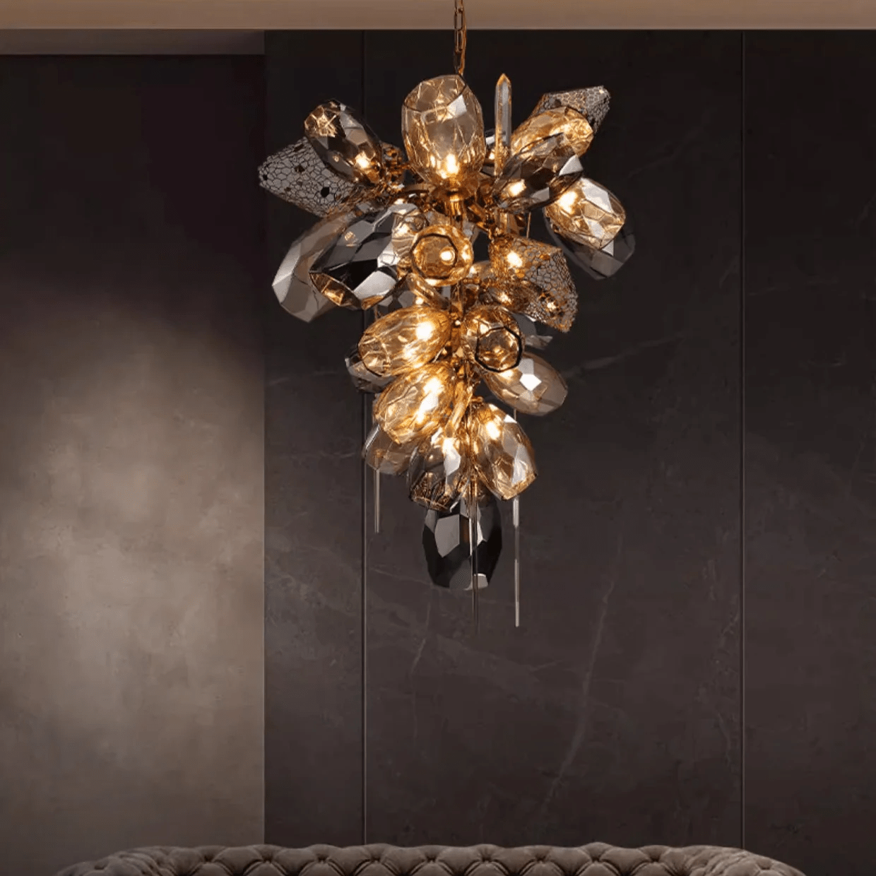 Elegant Modern Art Glass Crystal Chandelier with Adjustable Height and