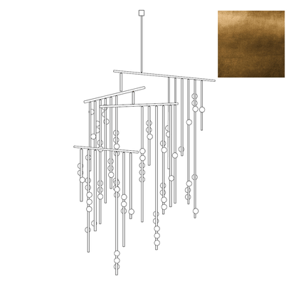Elegant Brass Glass Drop Chandelier with Adjustable Height & LED Compa