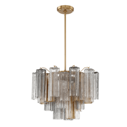 Eloria Glass Chandelier - Elegant Design with Crystal Accents & Adjust