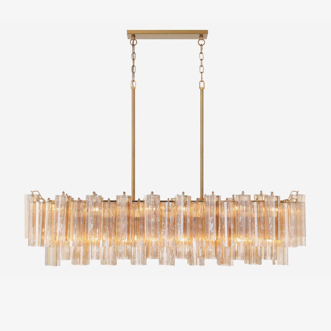 Eloria Modern Glass Linear Chandelier with Adjustable Height & LED Lig