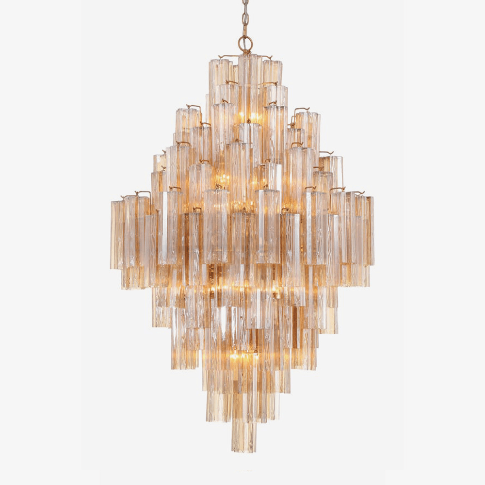 Eloria Glass Diamond Chandelier - Crystal Accents, Adjustable Height