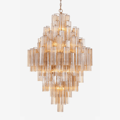 Eloria Glass Diamond Chandelier - Crystal Accents, Adjustable Height