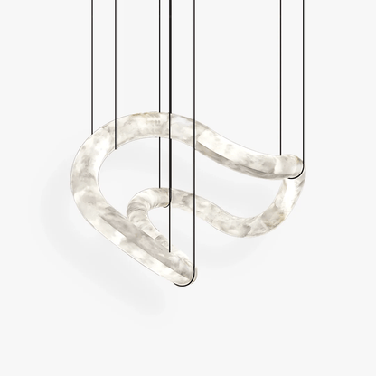 Ethereal Wave Alabaster Chandelier - Elegant Design, Adjustable Height
