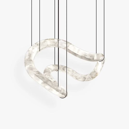 Ethereal Wave Alabaster Chandelier - Elegant Design, Adjustable Height