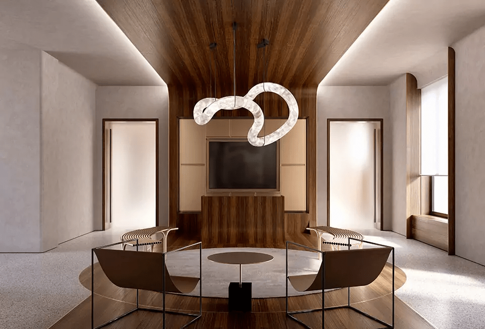 Ethereal Wave Alabaster Chandelier - Elegant Design, Adjustable Height