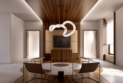 Ethereal Wave Alabaster Chandelier - Elegant Design, Adjustable Height
