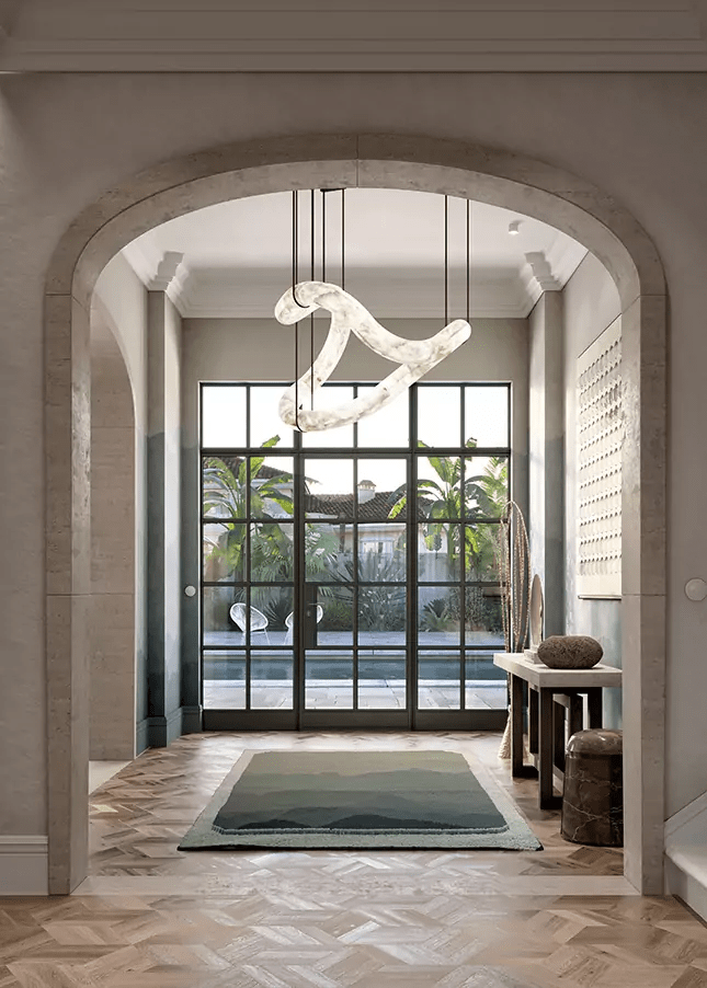 Ethereal Wave Alabaster Chandelier - Elegant Design, Adjustable Height