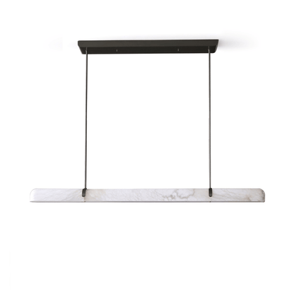 Linear Alabaster Chandelier with Adjustable Height and Soft LED Lighti