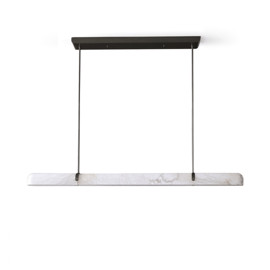 Linear Alabaster Chandelier with Adjustable Height and Soft LED Lighti