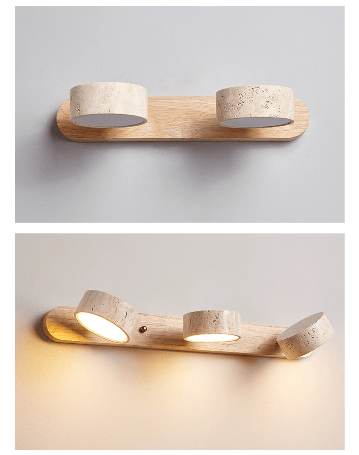 Travertine Duo Rechargeable Wall Light - Wireless, Adjustable Brightne