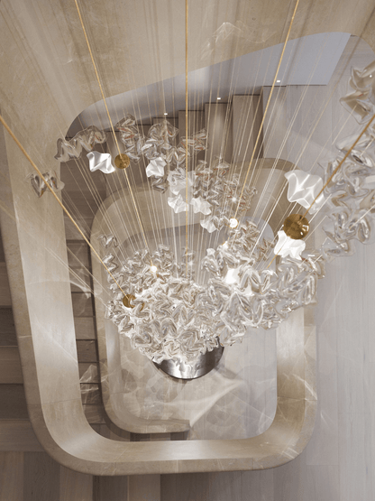 Tidal Stair Chandelier - Elegant Design with Adjustable Height & LED L