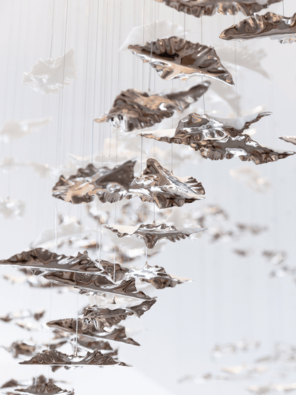 Customizable Leaf Twisted Sculptural Chandelier with Adjustable Height
