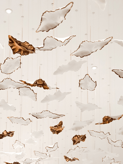 Customizable Leaf Twisted Sculptural Chandelier with Adjustable Height
