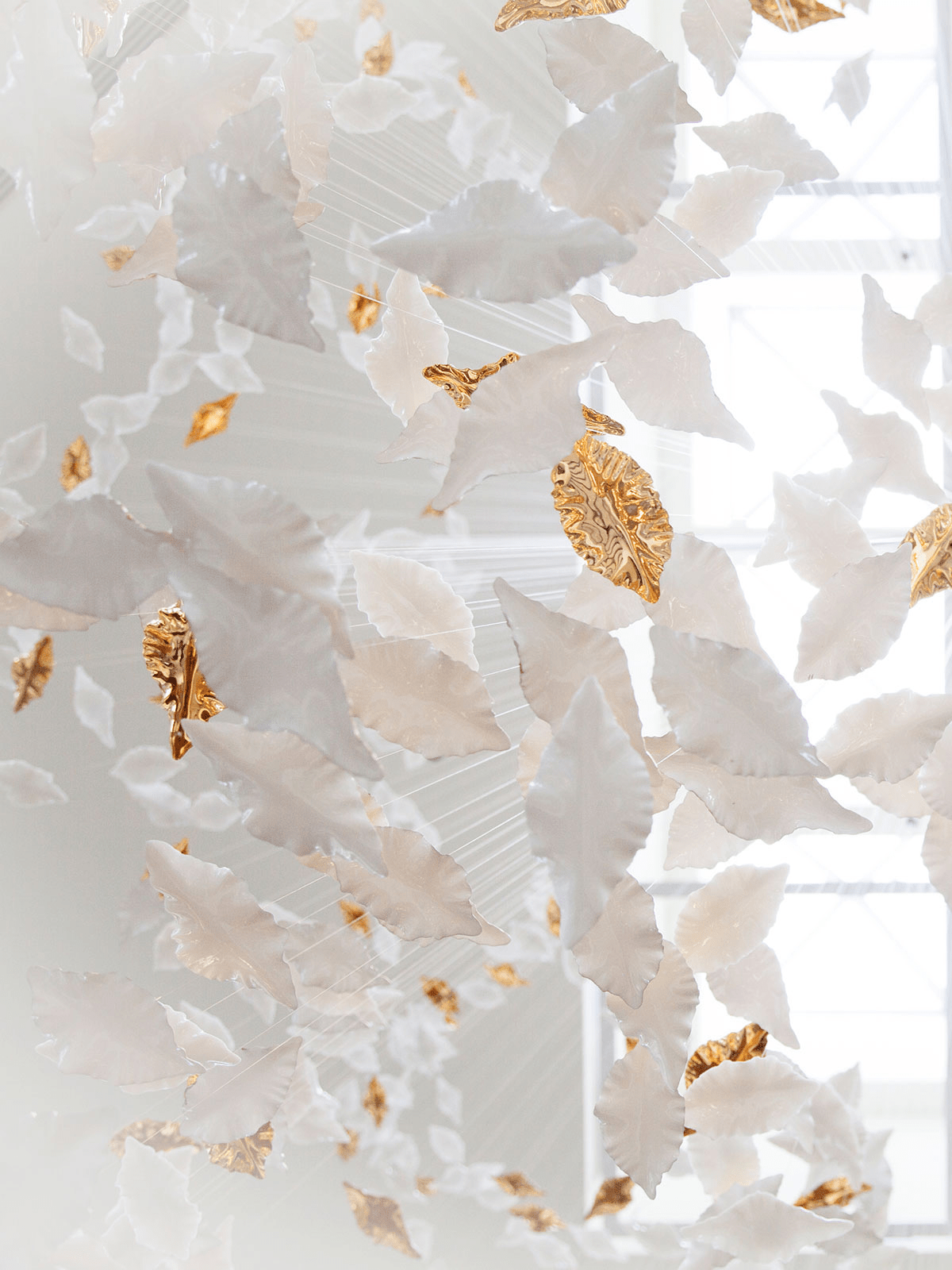 Customizable Leaf Twisted Sculptural Chandelier with Adjustable Height