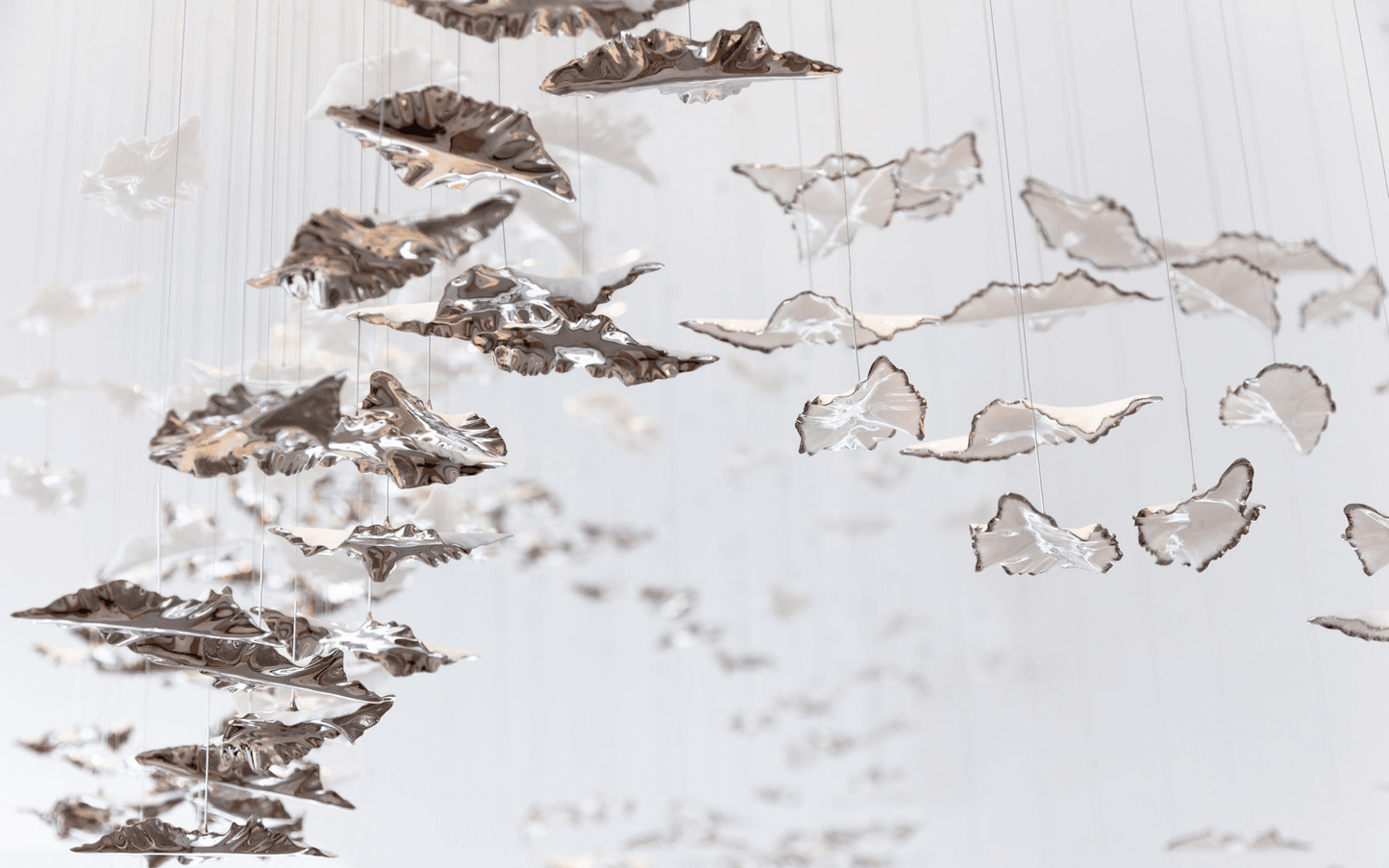Customizable Leaf Twisted Sculptural Chandelier with Adjustable Height
