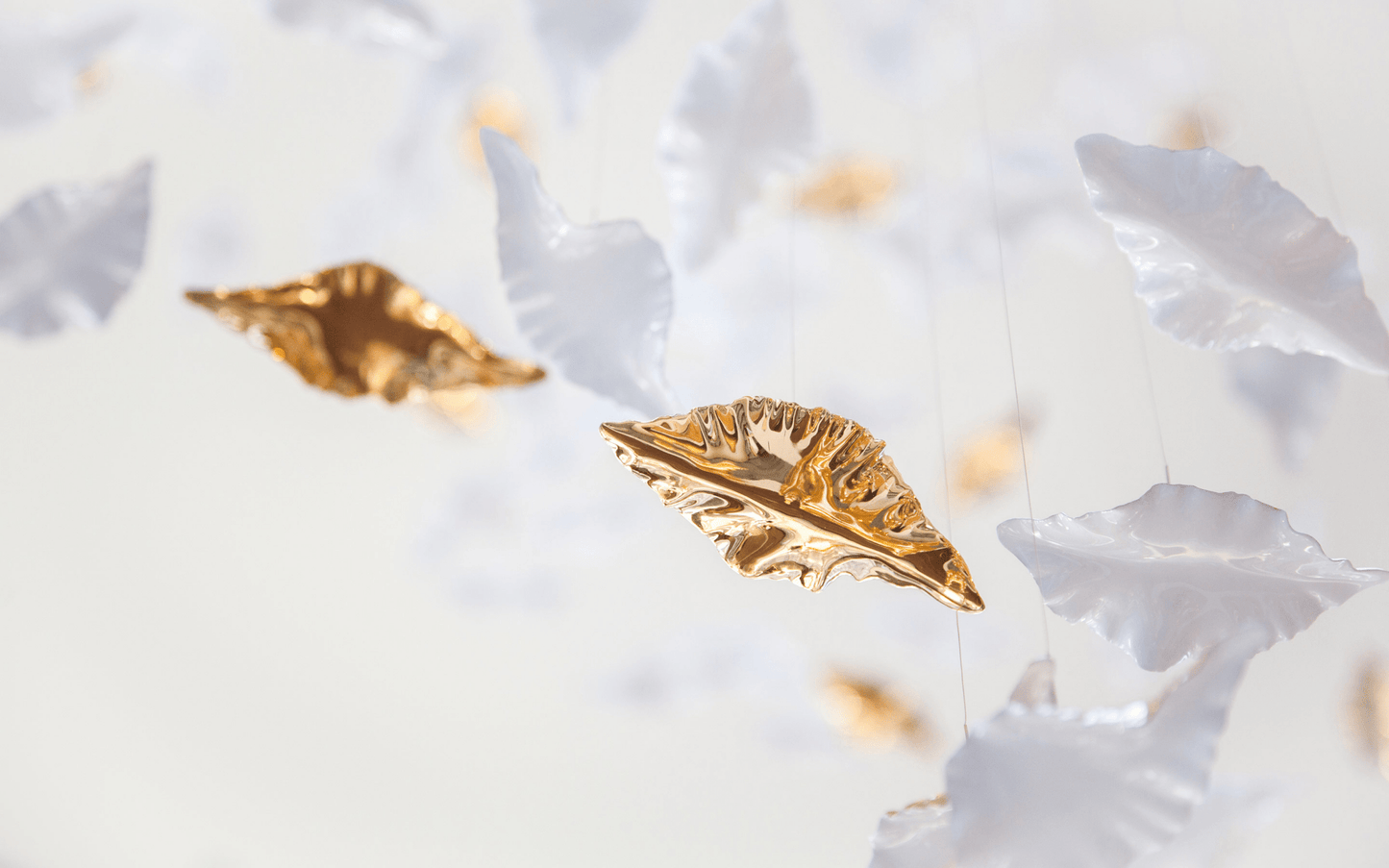 Customizable Leaf Twisted Sculptural Chandelier with Adjustable Height