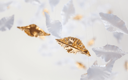 Customizable Leaf Twisted Sculptural Chandelier with Adjustable Height