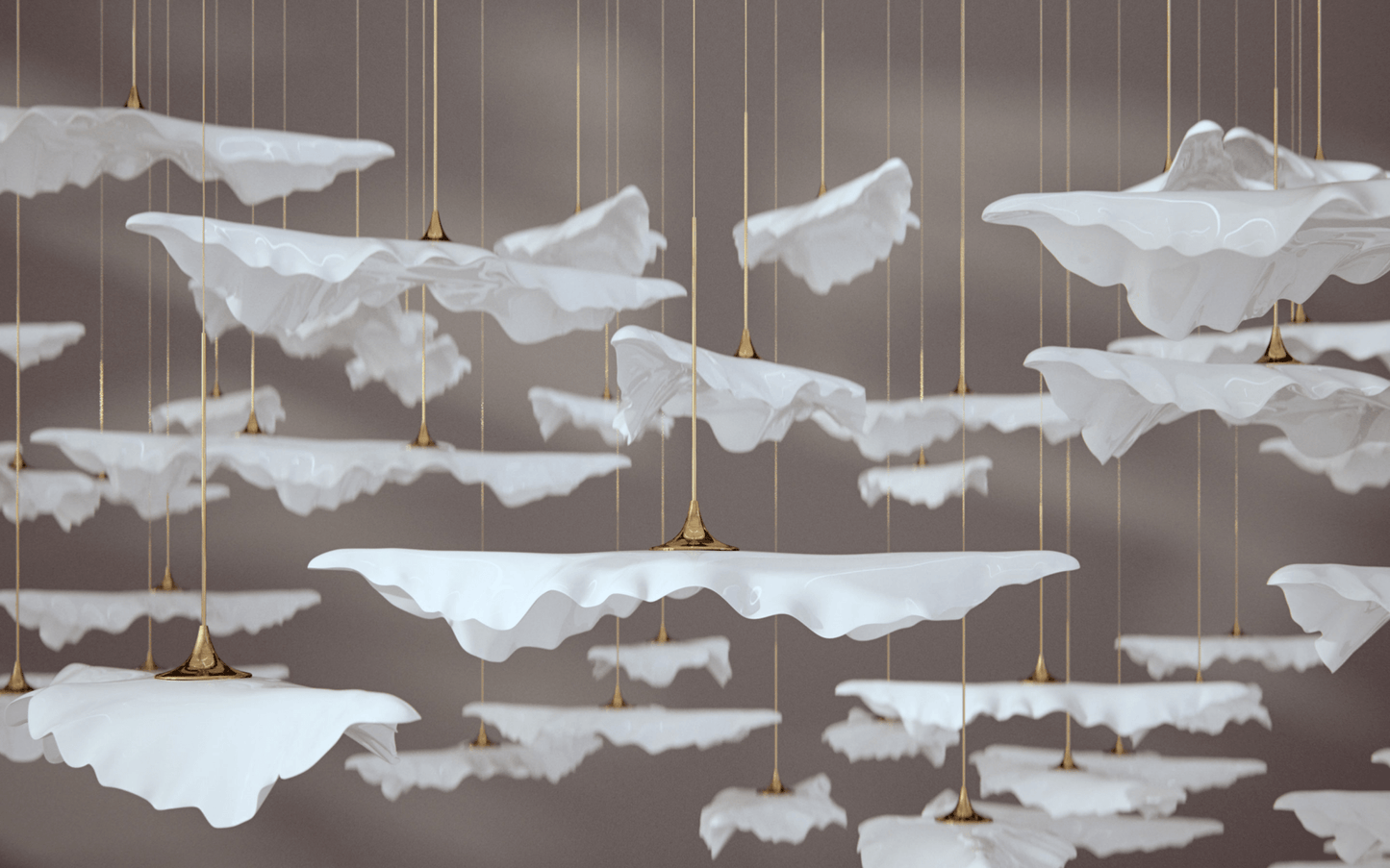 Customizable Leaf Twisted Sculptural Chandelier with Adjustable Height
