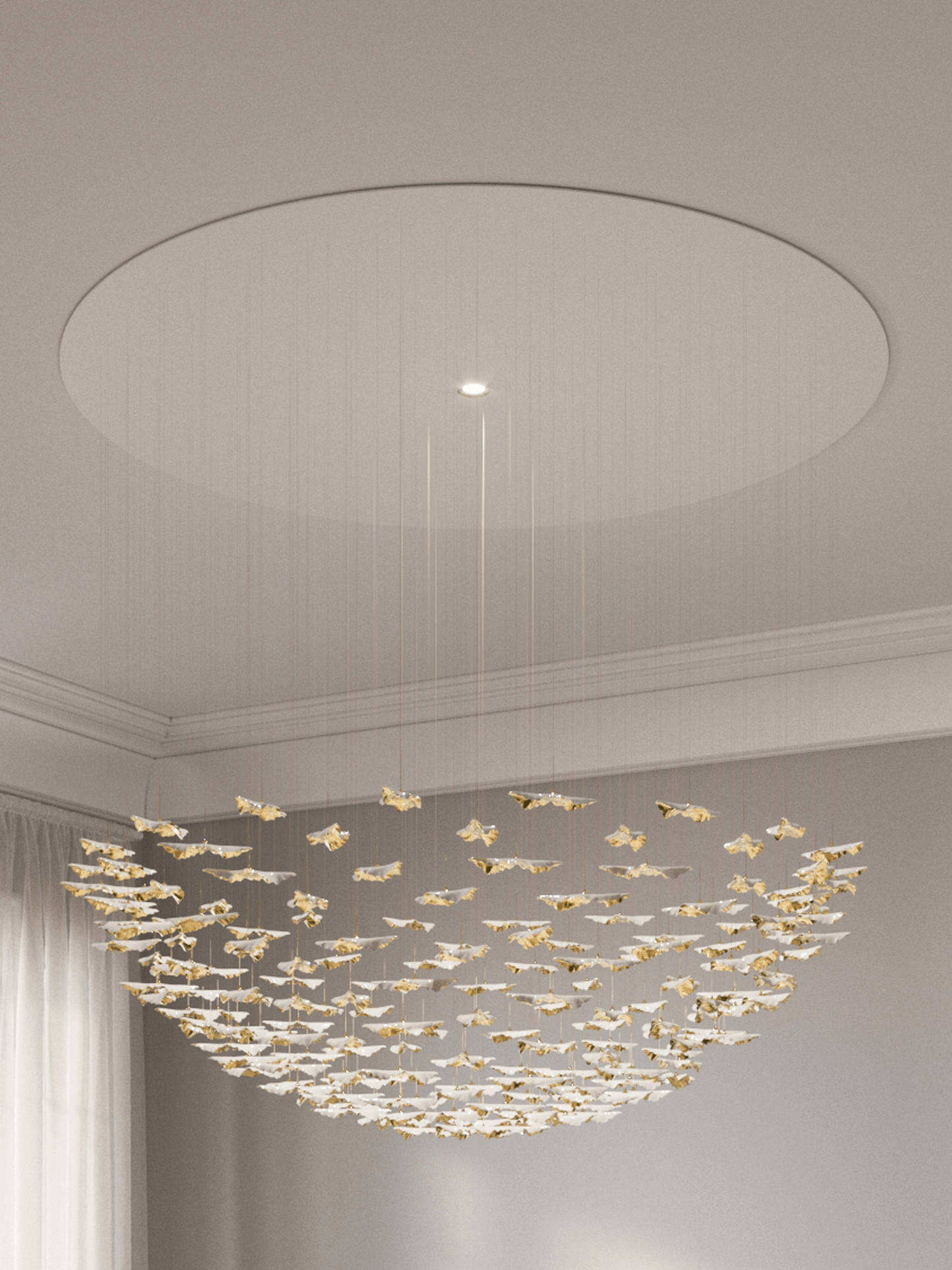 Customizable Leaf Twisted Sculptural Chandelier with Adjustable Height