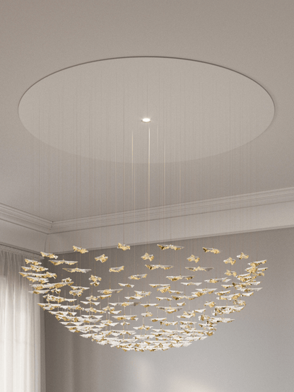 Customizable Leaf Twisted Sculptural Chandelier with Adjustable Height