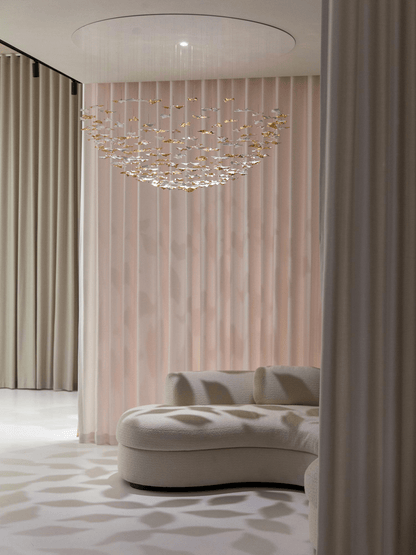 Customizable Leaf Twisted Sculptural Chandelier with Adjustable Height
