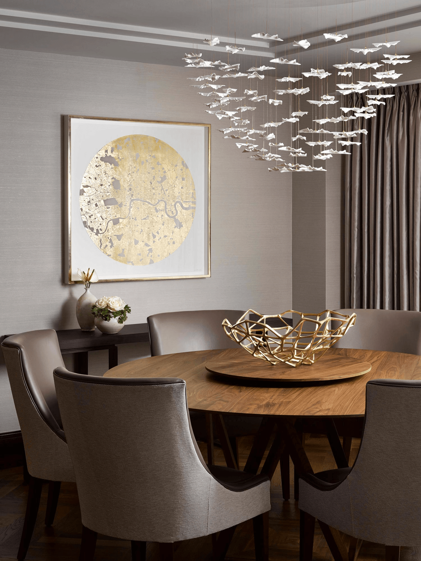 Customizable Leaf Twisted Sculptural Chandelier with Adjustable Height