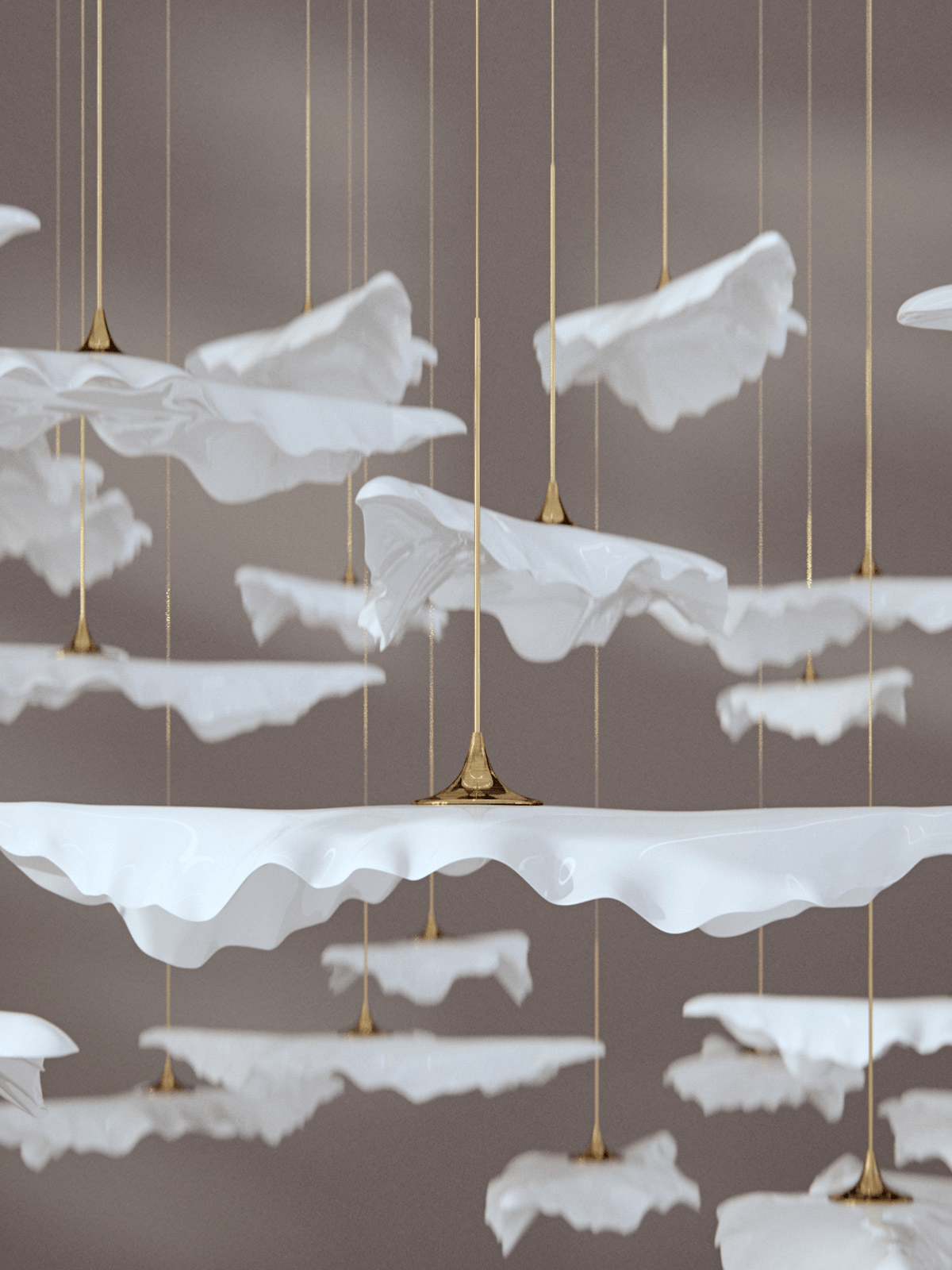 Customizable Leaf Twisted Sculptural Chandelier with Adjustable Height