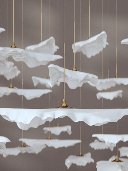 Customizable Leaf Twisted Sculptural Chandelier with Adjustable Height