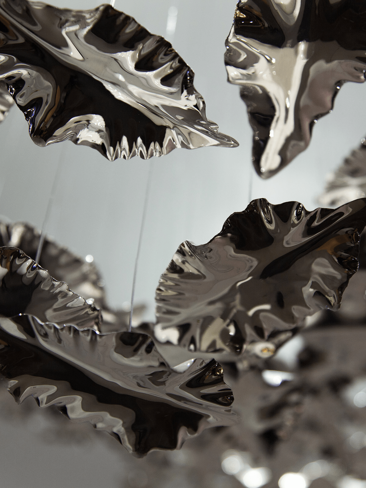 Customizable Leaf Twisted Sculptural Chandelier with Adjustable Height
