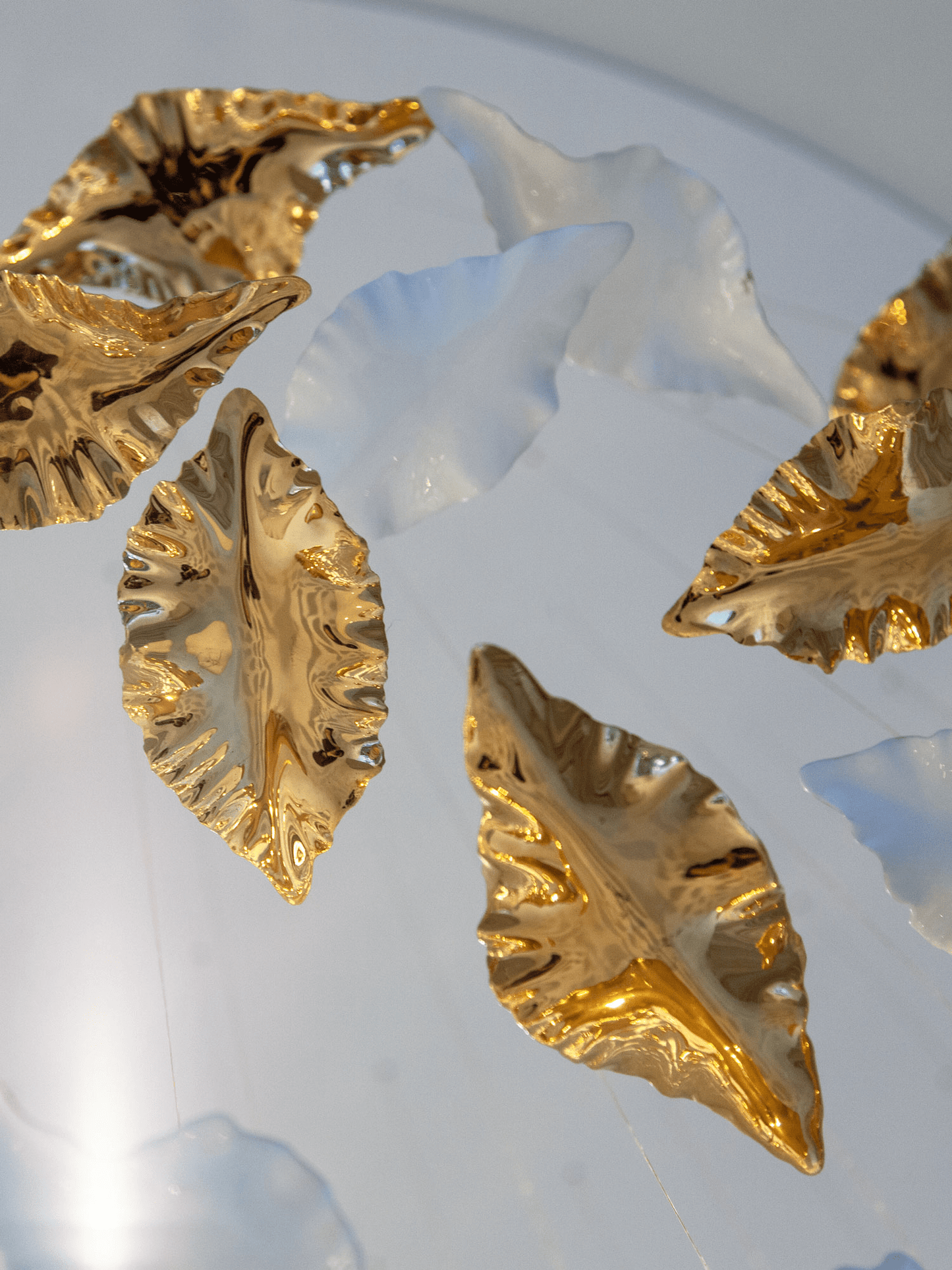 Customizable Leaf Twisted Sculptural Chandelier with Adjustable Height