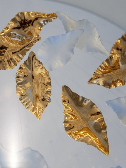Customizable Leaf Twisted Sculptural Chandelier with Adjustable Height
