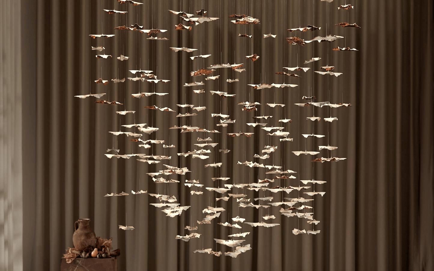 Customizable Leaf Twisted Sculptural Chandelier with Adjustable Height