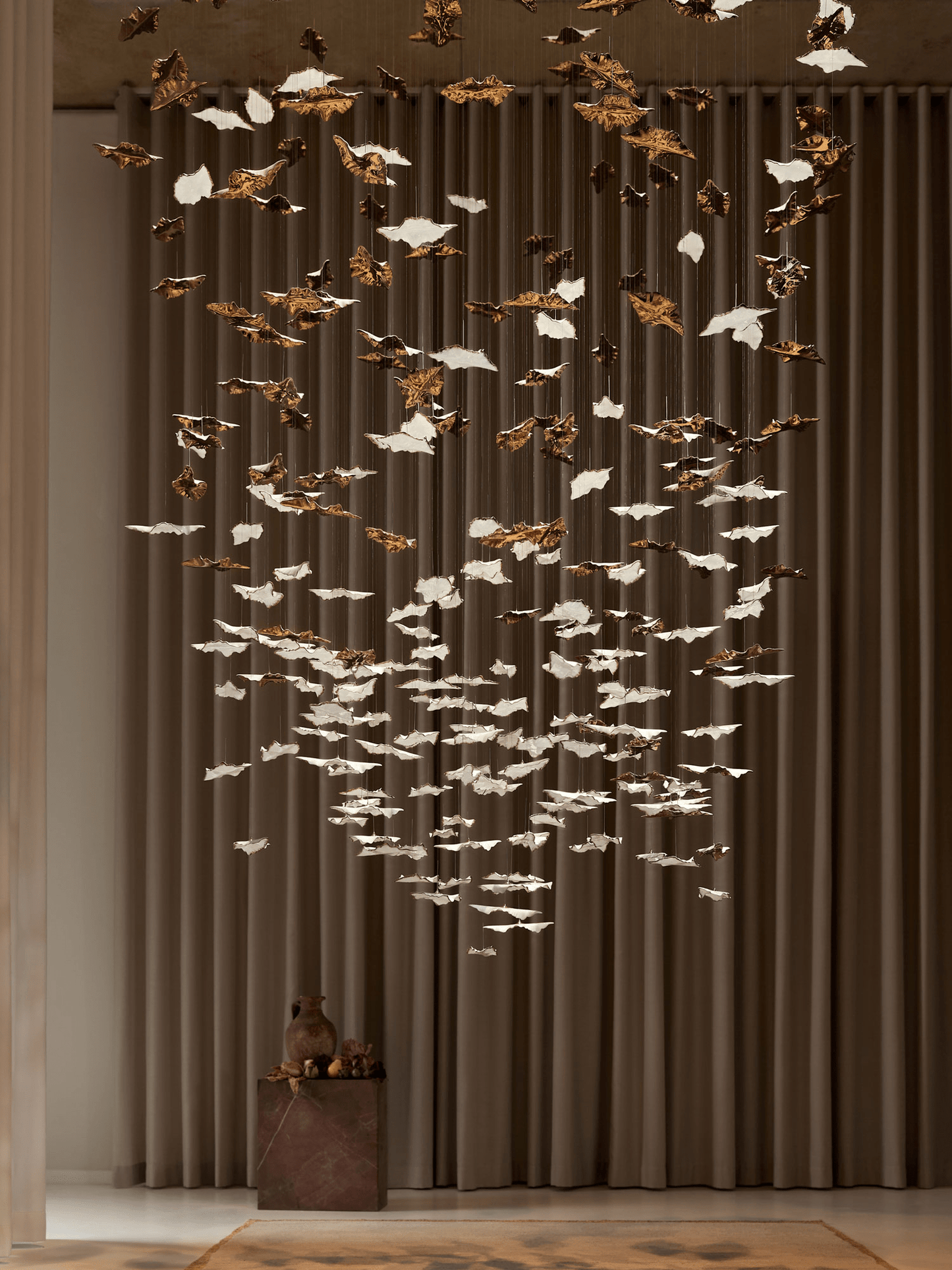 Customizable Leaf Twisted Sculptural Chandelier with Adjustable Height
