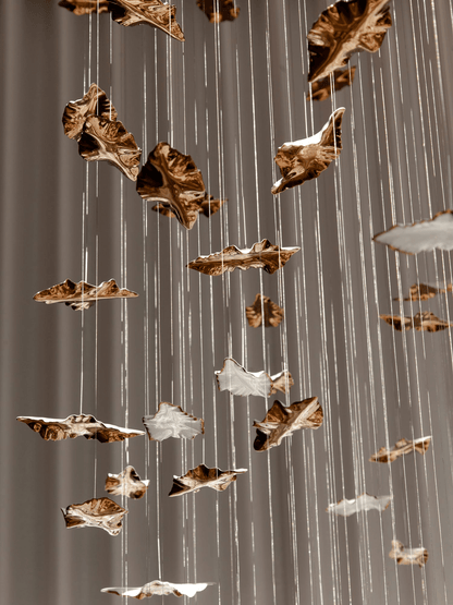 Customizable Leaf Twisted Sculptural Chandelier with Adjustable Height