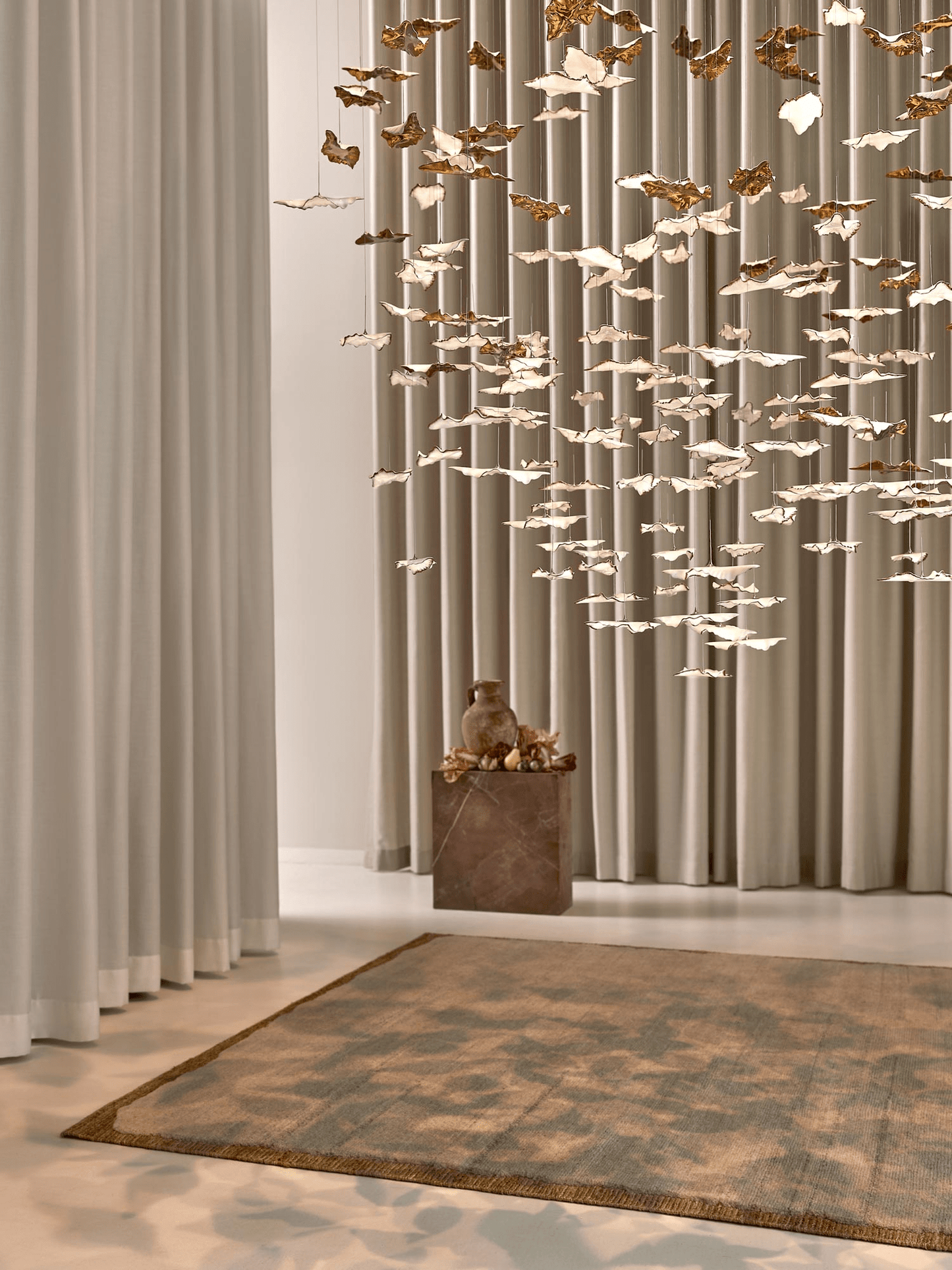 Customizable Leaf Twisted Sculptural Chandelier with Adjustable Height