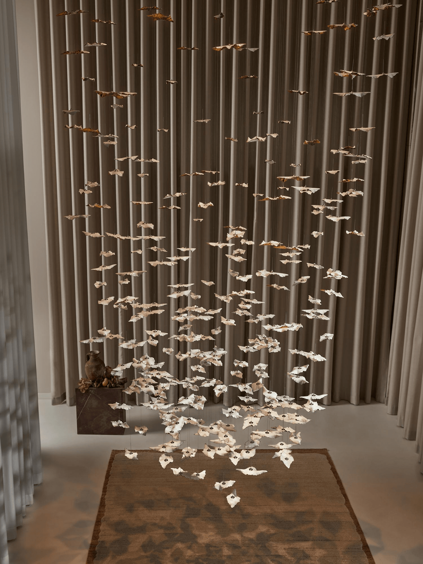 Customizable Leaf Twisted Sculptural Chandelier with Adjustable Height