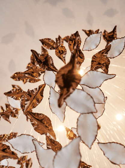 Customizable Leaf Twisted Sculptural Chandelier with Adjustable Height