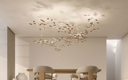 Customizable Leaf Twisted Sculptural Chandelier with Adjustable Height