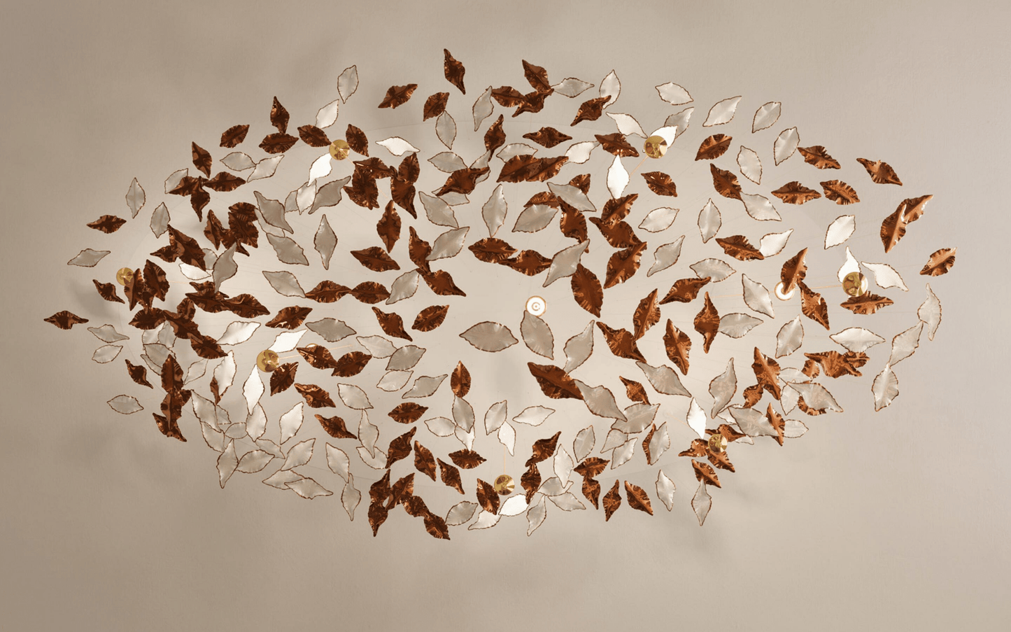 Customizable Leaf Twisted Sculptural Chandelier with Adjustable Height