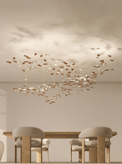 Customizable Leaf Twisted Sculptural Chandelier with Adjustable Height