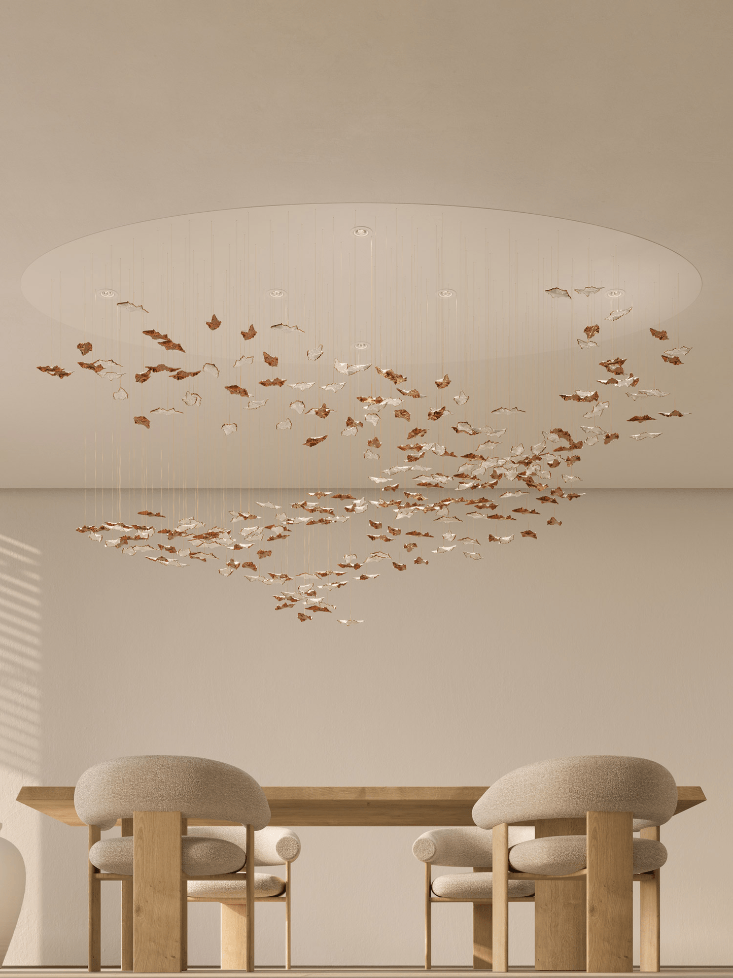 Customizable Leaf Twisted Sculptural Chandelier with Adjustable Height