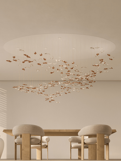 Customizable Leaf Twisted Sculptural Chandelier with Adjustable Height