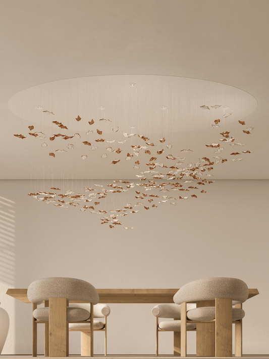 Customizable Leaf Twisted Sculptural Chandelier with Adjustable Height
