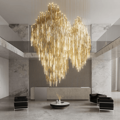 Elegant Vitara Glass Drop Chandelier with Adjustable Height & LED Comp
