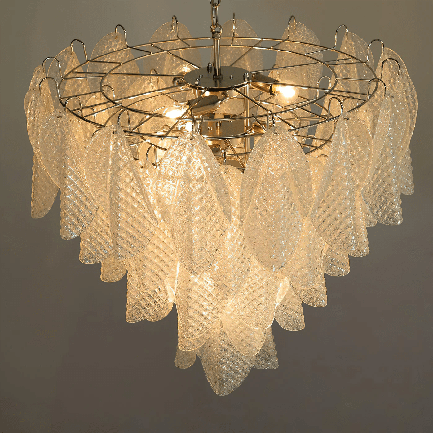 Elegant Glass Teardrop Chandelier with Adjustable Height & LED Compati